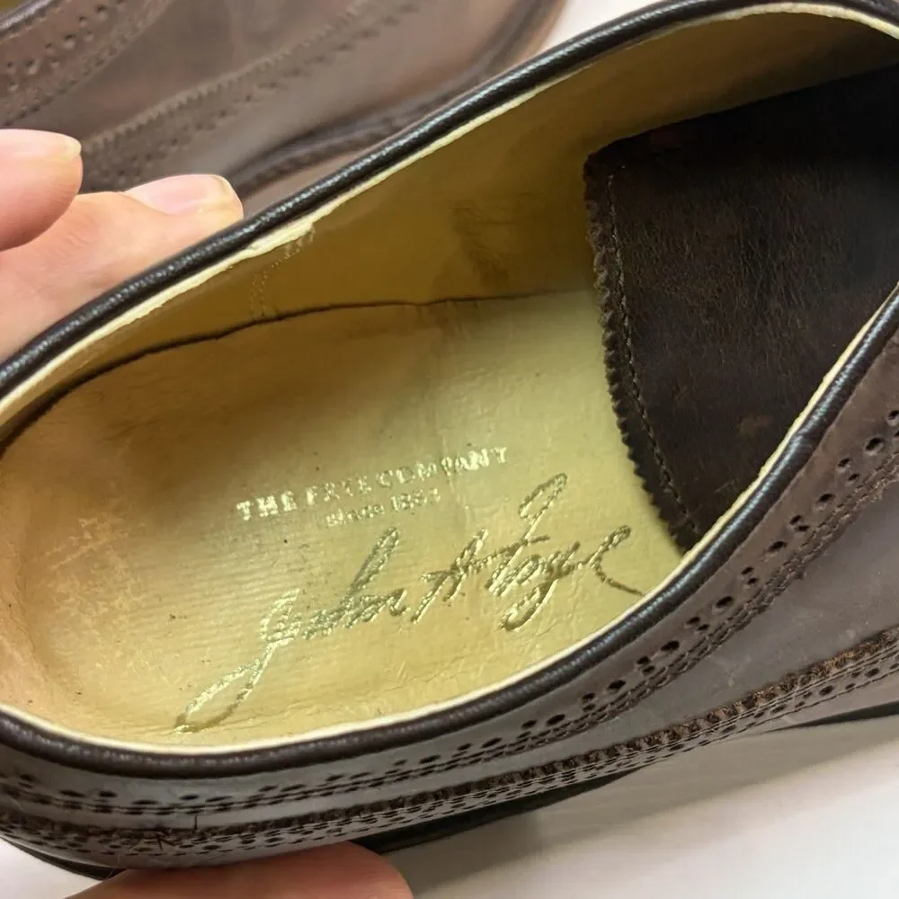 Frye John A. Frye James Wingtip Oxfords Shoe Brown leather Men's size 13D
